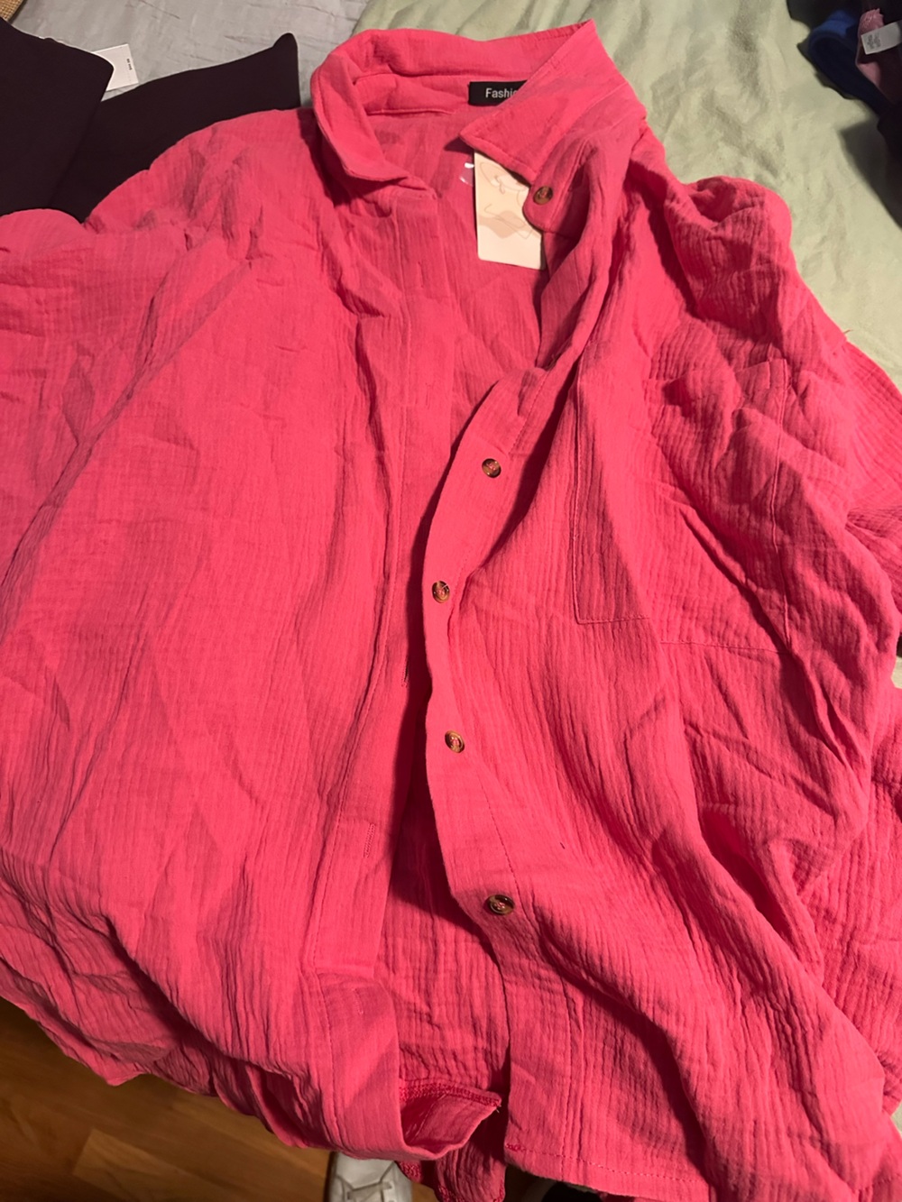 Women's Pink Button-Front Shirt